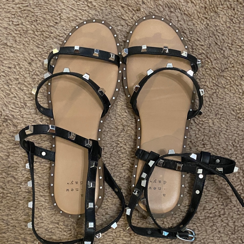 Womens A New Day Rhinestone Ankle wrap Sandals